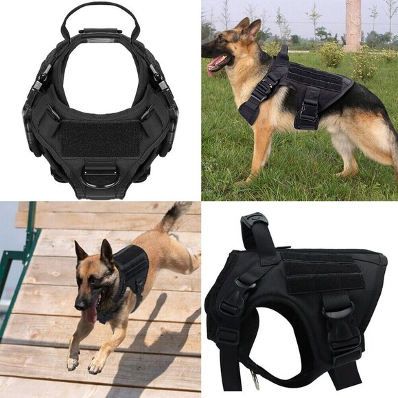 US Tactical Police K9 Training Dog Harness Military Adjustable Nylon Vest Large - Picture 1 of 4